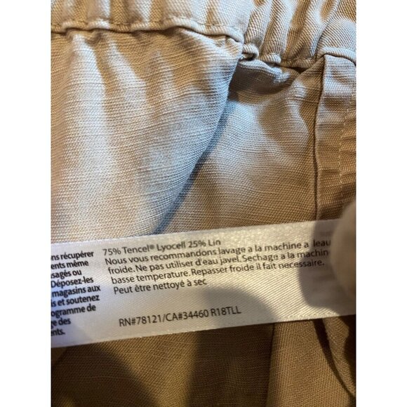 Eileen Fisher Large Khaki Tencel Linen Ankle Pant Tie Waist EUC - Picture 6 of 6